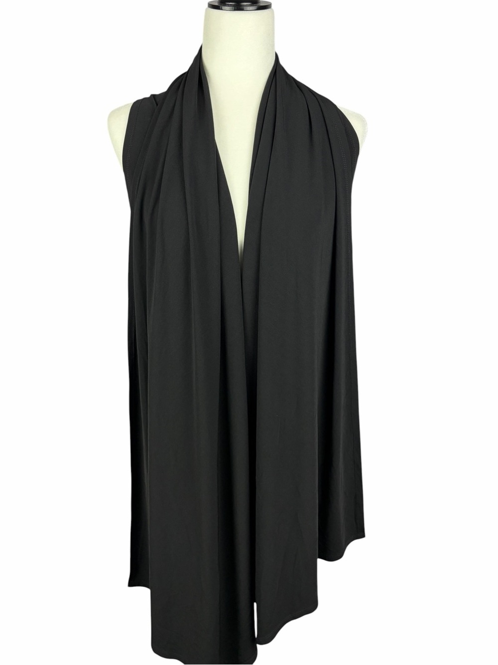 Joseph Ribkoff Black Sleeveless Drape Front Open Cardigan Vest Size 8